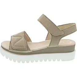 Gabor Sandalette beige 40,5 EU (7 UK) - Wanderschuhe mit 3 cm Keilabsatz, aus hochwertigem Veloursleder und bequemen Leder-Innenmaterial, ideal für lange Spaziergänge und entspannte Ausflüge.