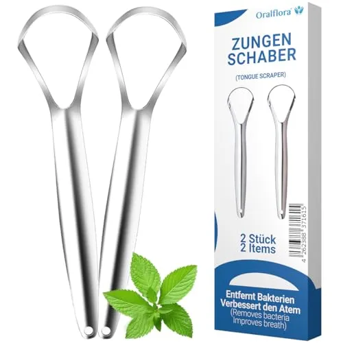 Zungenschaber Set aus 100% chirurgischem Edelstahl - Zungenreiniger für Erwachsene und Kinder, reduziert Mundgeruch und verbessert die Mundhygiene – hygienisch verpackt mit Qualitätssiegel