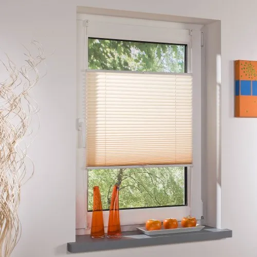 Liedeco® Plissee verspannt 45 x 150 cm - Beige Lichtdurchlässig - Plissee in beige, stufenlos verstellbar und lichtdurchlässig, ideal für Mietwohnungen. Einfache Montage ohne Bohren dank robustem Klemmträgersystem. Perfekter Sicht- und Sonnenschutz für jeden Raum.