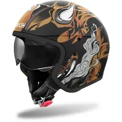 Airoh J 110 Oni Modularhelm - Matt Schwarz/Hellbraun/Grau - L - Motorradhelm mit einzigartigem Design und Carbon-Verbundschale, ideal für Abenteurer. Komfort eines Jethelms kombiniert mit der Vielseitigkeit eines Integralhelms - für unvergessliche Fahrten.