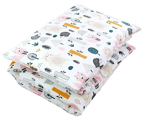 TupTam Kinderbettdecke Set 2tlg. mit Kopfkissen - Bettdecken-Set für Kinder, ideal für ganzjährigen Schlafkomfort, aus atmungsaktiver Baumwolle mit tierischen oder sternenförmigen Mustern, antiallergisch und pflegeleicht.