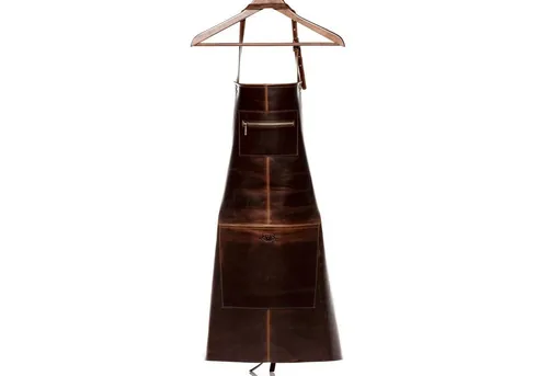 SID & VAIN Grillschürze echt Leder Schürze zum Grillen BBQ groß braun HEATHROW, Kochschürze echt Leder Unisex, Lederschürze BBQ braun-cognac
