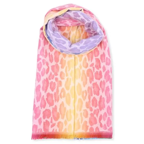 malito - Damen Schal 100% Viskose - Pashmina Stil Herz Leo Sterne Ornamente - zeitloser Winterschal modern & atmungaktiv - basic Überwurf Stola S606 - (Leo-rosa)