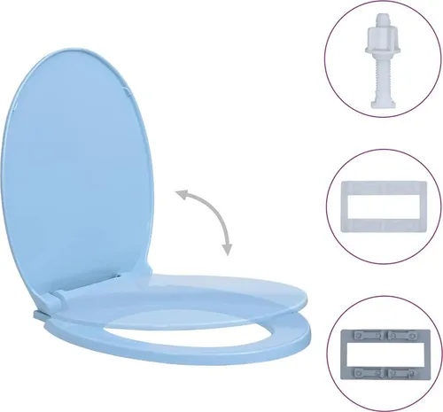 Produktbild vidaXL Toilettensitz mit Absenkautomatik Blau Oval