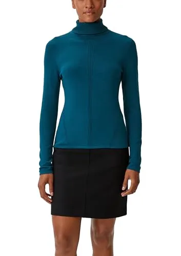 comma Damen Pullover 60.2.61.17.170.2136949, 6904 petrol, Größe 44 - Eleganter Feinstrick-Pullover mit Turtleneck und elastischem Material, ideal für stilvolle Outfits in der kalten Jahreszeit.