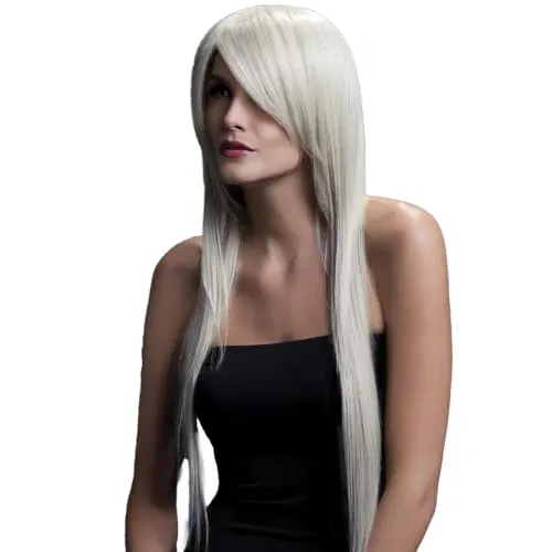 Smiffys Fever Kollektion Amber Perücke - Verkleiden & Kinderrollenspiele: Lange, glatte Blondperücke mit gefedertem Pony für einen atemberaubenden Look. Ideal für Verwandlungen und besondere Anlässe.