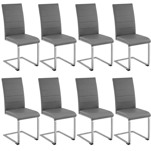 TecTake Schwingstühle 8er Set - Kunstleder grau - Elegantes 8er Set Schwingstühle aus strapazierfähigem Kunstleder, ideal für Küche, Wohn- oder Arbeitsbereich. Ergonomisch geformte Rückenlehne für hohen Sitzkomfort und einfach zu reinigen.