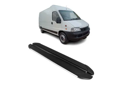 OMAC Kfz-Schmutzfänger Seitenschweller für Fiat Ducato 2006-2025 L2 Aluminium Grau, 2-tlg., Rutschfest, Haltbar, Aerodynamik