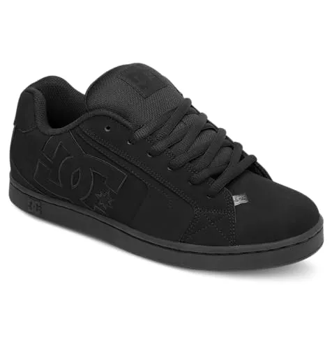 DC Shoes Herren Net Skateboardschuhe, Schwarz, 46.5 EU - Herren-Sneaker aus hochwertigem Nubukleder, mit gepolsterter Zunge und Belüftungsöffnungen für optimalen Komfort beim Skaten.