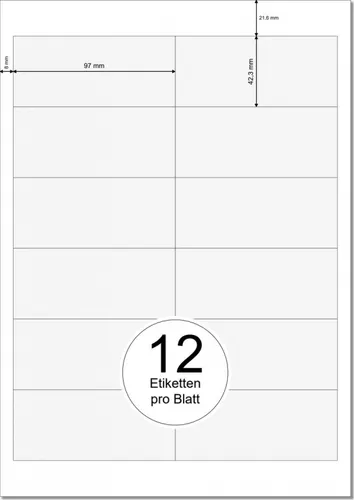 PRINTATION Papier-Etiketten (B97xH42,3mm) 100xA4 à 12 Eti. 1367564-GP