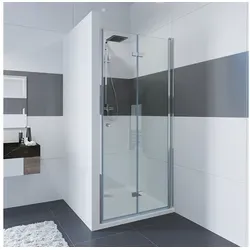 IMPTS Dusch-Drehtür Dusche Nische Duschtür Nischendusche, 80x185 cm, Sicherheitsglas, (mit hochwertigen Aluminiumprofilen in Chrome) Duschtür Faltbar Falttür Dusche Duschkabine Faltdusche 80 cm x 185 cm