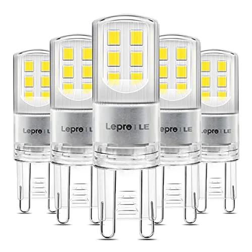 Lepro 2.6W G9 LED Lampe 320 Lumen, Kein Flackern, 6000k kaltweiß G9 LED Leuchtmittel Ersatz 30W herkömmlichen Lampe, 300° Abstrahlwinkel, nicht dimmbar 5er Pack