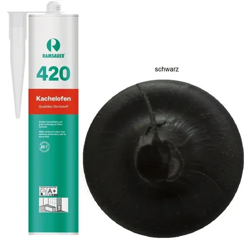 Ramsauer Dichtstoff Ramsauer 420 Kachelofen Acryl Dichtstoff 310ml Kartusche schwarz, gebrauchsfertig, geruchsneutral, hitzefest und brandbeständig, siliconfrei