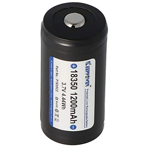 Keeppower 18350-1200mAh, 3,6V - 3,7V Li-Ion-Akku geschützt, Abmessungen beachten ca. 39x18,6mm