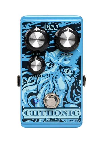 DOD Chthonic Fuzz - Klassisches Fuzz-Pedal für Gitarren mit Single Coil-Pickups, bietet einzigartigen Fuzz-Sound und umfassende Frequenzkontrolle im robusten Kraken-Design.