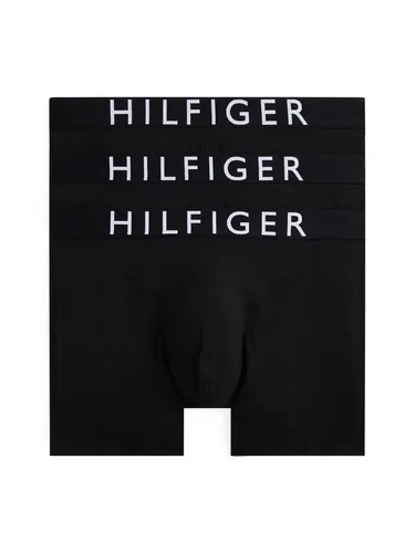 Tommy Hilfiger Herren 3er Pack Boxershorts Briefs mit Logobund, Schwarz (Black/Black/Black), S - KOMFORTABLES TRAGEGEFÜHL: Die original Tommy Hilfiger Boxershorts bieten perfekten Sitz und sind ideal für Sport und Alltag. Mit elastischem Taillenbund für individuelle Anpassung und angenehme Bewegungsfreiheit.