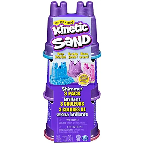 Kinetic Sand Schimmer Sand 3er Pack 340 g, ab 3 Jahren | Original aus Schweden | 3 Glitzersand-Farben | Kreativer Spielspaß | Sensorisches Spielen | Fördert Feinmotorik