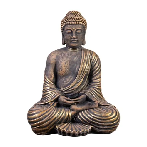 Gartenfigur Buddha Statue – Exklusive Goldfarbe, H. 42 cm in gold von gartendekoparadies