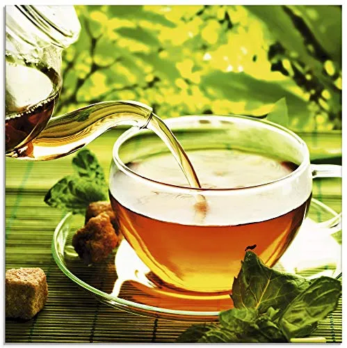 ARTland Glasbilder Tee Minze – Quadratische Wanddeko in grün von ARTland
