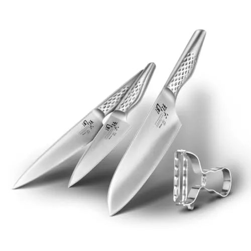 KAI Seki Magoroku Shoso-Set 3 Messer + Sparschäler in silber von Kai