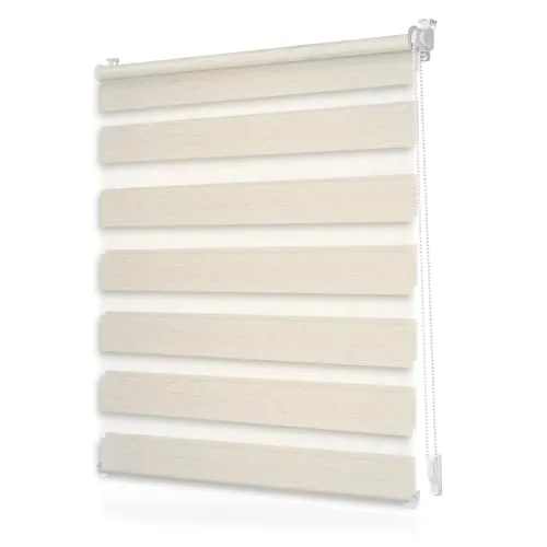 Lichtblick Duo Rollo ohne Bohren, Blickdicht 80 cm x 130 cm (B x L), Natur