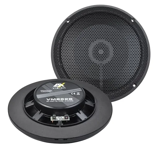 ESX VMS-62B - 16,5 cm 2-Wege-Koaxiallautsprecher - Auto Koaxial-Lautsprecher für Marine, Outdoor und Caravan, extrem flach mit nur 2,5 cm Einbautiefe, UV-beständig und feuchtigkeitsresistent – ideal für jedes Abenteuer.