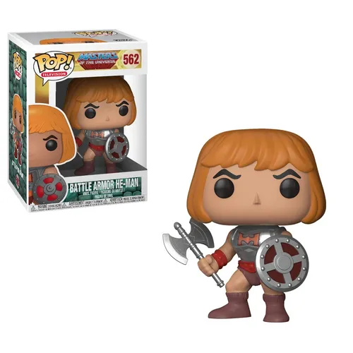 FUNKO POP! HE-MAN BATTLE ARMOR #562 - Masters of the Universe - Aufstellfigur aus der beliebten Masters of the Universe Reihe, detailgetreue Wackelkopffigur von He-Man mit Kampfpanzerung für Sammler und Fans.