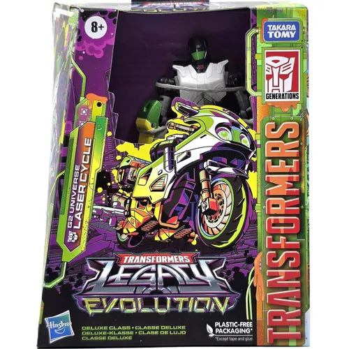 Transformers Generations Legacy Evolution Deluxe Class Action Figurine G2 Universe Laser Cycle 14 cm - Actionfiguren für Kinder, detailreiche Figur mit beweglichen Teilen für kreatives Spielen und Sammeln.
