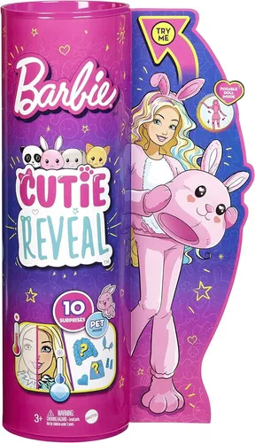 Mattel HHG19 Barbie Cutie Reveal Puppe mit Hasen Plüschkostüm