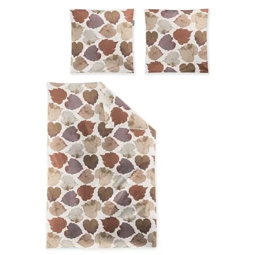 Irisette Edel-Feinbiber Bettwäsche Koala Kupfer, 155 x 220 cm - Bettwäsche-Set aus kuschelig weichem Feinbiber mit schickem Herbstdesign, waschbar bei 60° und trocknergeeignet für höchsten Komfort.