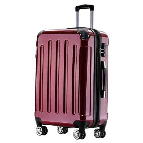BEIBYE Zwillingsrollen 2048 Hartschale Trolley Koffer Reisekoffer Taschen Gepäck in M-L-XL-Set (Rot, M)