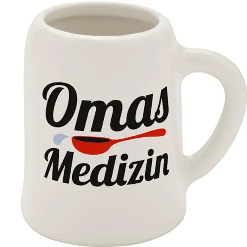 GRUSS & CO Schnapskrug mit Motiv Oma | New Bone China, 5 cl, Mini-Krug mit Spruch | Lustiges Geschenk, Party, Männergeschenk | 73835