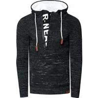Rusty Neal 1/2 Zip Grobstrick Slim Fit Kapuzen-Pullover - Stylischer Herren Pullover in Slim Fit, aus hochwertiger Baumwollmischung. Perfekt für kalte Tage, bequem und kratzfrei. Ideal für Büro und Freizeit – Qualität, die auch nach vielen Waschgängen überzeugt.