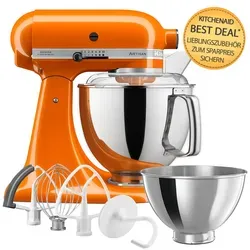 KitchenAid 5KSM175PSEHY Honig - Knet- & Rührmaschine in Honigfarbe, mit kraftvollem Motor und vielseitigen Zubehörteilen für kreative Koch- und Backprojekte.