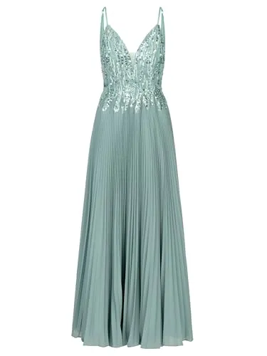 Apart Abendkleid mit Chiffon und Bestickung in Grün