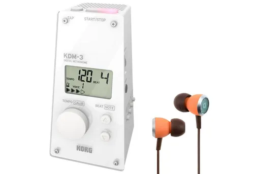 Korg Metronom KDM-3 - Digitaler Taktgeber mit In-Ear Kopfhörern - Metronome mit stilvollem Design und 12 Klangarten, ideal für Musiker. Inklusive In-Ear Kopfhörern für ungestörtes Üben. Perfekt für alle Erfahrungsstufen!