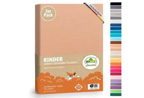 leevitex® Spannbettlaken Spannbettlaken Kinder Spannbettlaken Premium 170 g/m², Gummizug: Rundumgummizug, (2 Stück), schwer & blickdicht, 100% Baumwolle, 70 x 140 cm