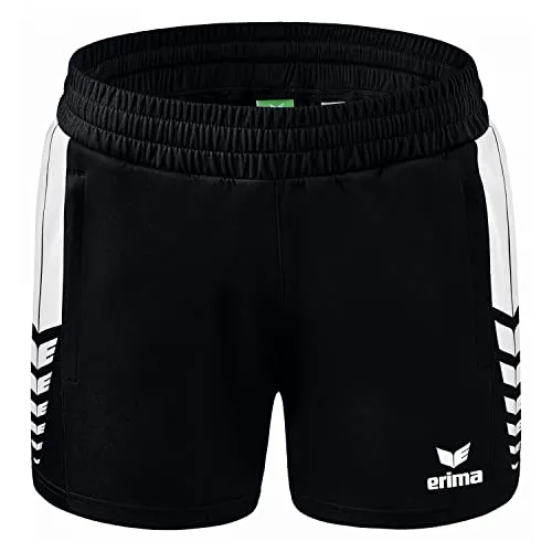 Erima Damen Six Wings Kurze Short (1152209), schwarz/weiß, 42