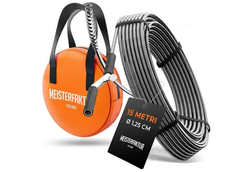 Meisterfaktur Rohrreinigungsspirale 3.0 - 15m für effektive Rohrreinigung - Rohrreinigungswellen für Heimwerker, umweltfreundlich und ohne Vorkenntnisse einsetzbar, bricht hartnäckige Verstopfungen schnell und effektiv.