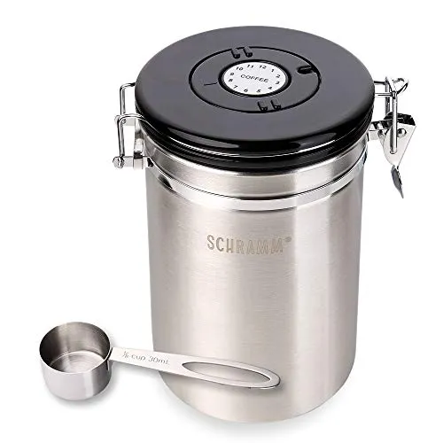 Schramm® Kaffeedose 1800 ml in 10 Farben mit Dosierlöffel Höhe: 19cm Kaffeedosen Kaffeebehälter aus Edelstahl, Farbe:silber