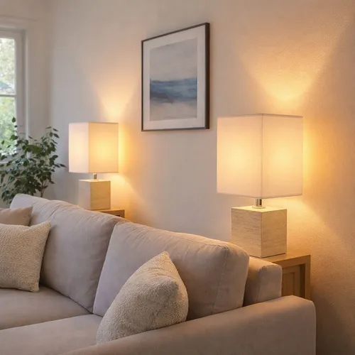 Moderne Tischleuchte 2er Set, Keramik und Textil - Tischleuchten für Schlafzimmer und Wohnzimmer, elegantes Design aus Keramik und Textil, ideal als Lesebeleuchtung oder Nachtlicht, 1x E14 Fassung, 120 cm Kabel mit Schalter.
