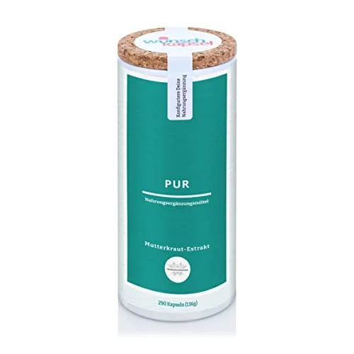 Mutterkraut-Extrakt (Tanacetum parthenium, mind. 0,8% Parthenolide), 290 vegane Kapseln aus der Wunschkapsel-Manufaktur. Premium Nahrungsergänzungsmittel (PUR)