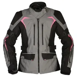 Modeka Elaya Lady Textiljacke Damen grau/schwarz 38 - Motorradjacke für Damen, 3in1 Touring Jacke mit herausnehmbarer, wind- und wasserdichter Membrane sowie Belüftungsreißverschlüssen für optimalen Komfort bei jeder Witterung.