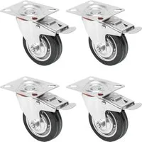 HMF Schwerlastrolle 6790, Lenkrolle mit Bremse, 75mm Ø, 150kg Tragkraft - Praktisches Set mit 4 drehbaren Lenkrollen für hohe Tragkraft. Ideal für Möbel und Transportwagen, geräuscharmer Lauf und bodenschonend. Robustes Design mit verzinktem Stahl und leichtgängigen Doppelkugellagern.
