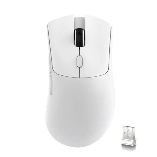 MAMBASNAKE × Attack Shark R1 59 g leichte kabellose Tri-Mode-Gaming-Maus, 2,4G/Bluetooth/Kabelverbindung, 5 programmierbare Tasten, 6 einstellbare DPI bis zu 18000, PixArt PAW3311– Weiß