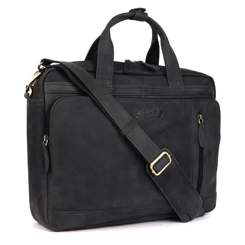 Benthill Laptoptasche Echt Leder – Elegante Aktentasche für Laptop und Notebook - Hochwertige Aktentasche aus echtem Leder, stabil und stilvoll. Viel Platz für Laptop, Dokumente und mehr. Ideal als Geschenk für jeden Anlass und perfekt für den täglichen Einsatz.