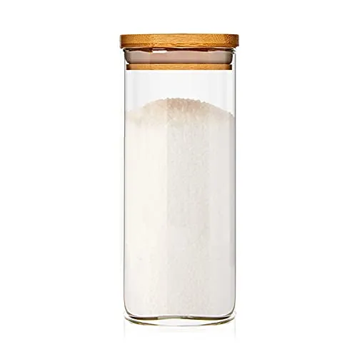 bambuswald© 300ml Vorratsglas | Aufbewahrungsglas mit luftdichten Deckel aus 100% ökologischen Bambus - Glasbehälter ideal für Gewürze Kräuter Kaffee Vorräte Müsli - spülmaschinenfest