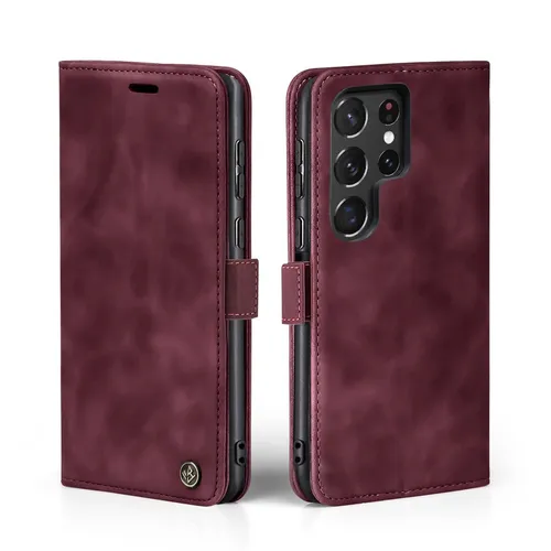 Hülle für Samsung Galaxy S22 Ultra Handytasche Klapphülle Case Cover Weinrot