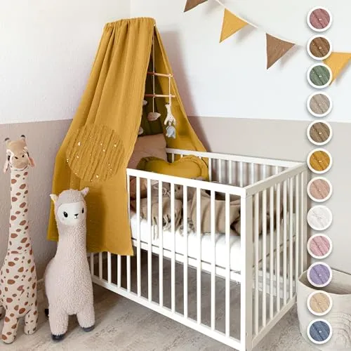 lilimaus Betthimmel Babybett mit Goldapplikationen in gelb von lilimaus