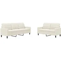 vidaXL 2-tlg. Sofagarnitur Creme Samt - Elegante Sofagarnitur mit einem 2- und 3-Sitzer, aus weichem Samt für höchsten Komfort. Ideal zum Entspannen und ein echter Blickfang in jedem Raum.